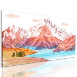 Kép folyó festménye a hegyek között