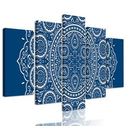 5 részes kép lágy Mandala kék háttéren