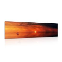 Kép csónak és a gyönyörű naplemente