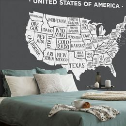 Tapéta az USA modern térképe fekete-fehérben