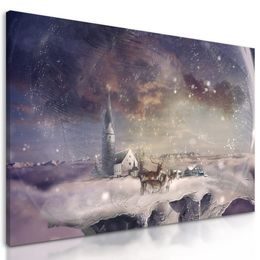 Kép gyönyörű szarvas a havas tájban