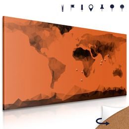 Parafa kép sokszögekből készült világtérkép narancssárga kivitelben
