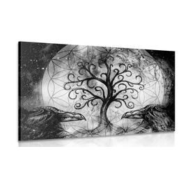 Kép mágikus életfa fekete-fehér kivitelben