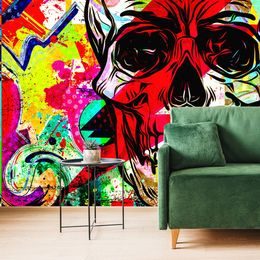 Koponya tapéta graffiti kivitelben