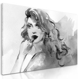 Kép csodálatos nő portréja fekete-fehér kivitelben