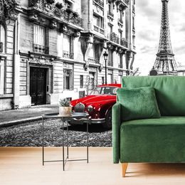 Öntapadó fotótapéta piros veterán autó a történelmi Párizsban