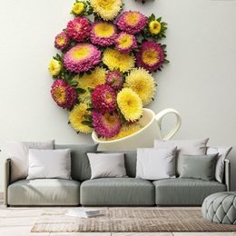 Öntapadó fotótapéta virágokkal teli csésze