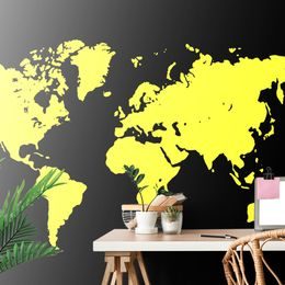 Öntapadó tapéta sárga világtérkép