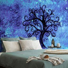Életfa öntapadó tapéta gyönyörű kék ​​háttérrel