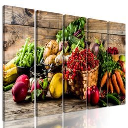 5 részes kép friss zöldség és gyümölcs keveréke