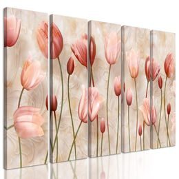 5 részes kép rózsaszín festett tulipánok
