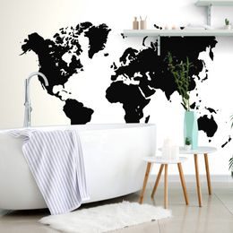 Öntapadó tapéta fekete-fehér világtérkép