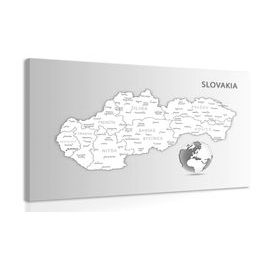 Kép Szlovákia részletes térképe fekete-fehér kivitelben