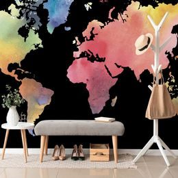 Tapéta akvarell térkép a világ fekete alapon