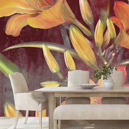 Virágzó liliom festmény öntapadó tapéta