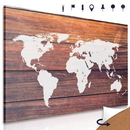 Parafa kép modern világtérkép egy fából készült háttéren
