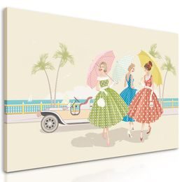 Kép elegáns hölgyek retro stílusban