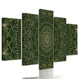 5 részes kép zöld Mandala részletes kivitelben