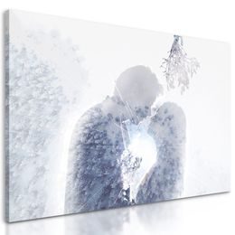 Kép virágzó szerelem a fagyöngy alatt