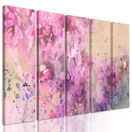 5 részes kép rózsaszín virágokkal teli ág