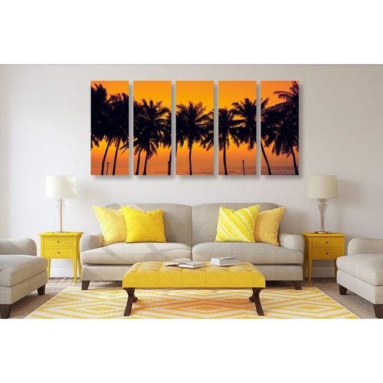 5 részes kép naplemente a trópusi paradicsomban