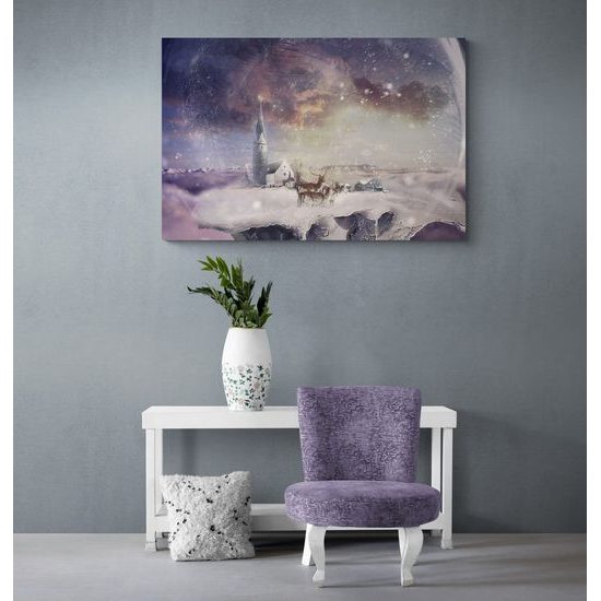 Kép gyönyörű szarvas a havas tájban