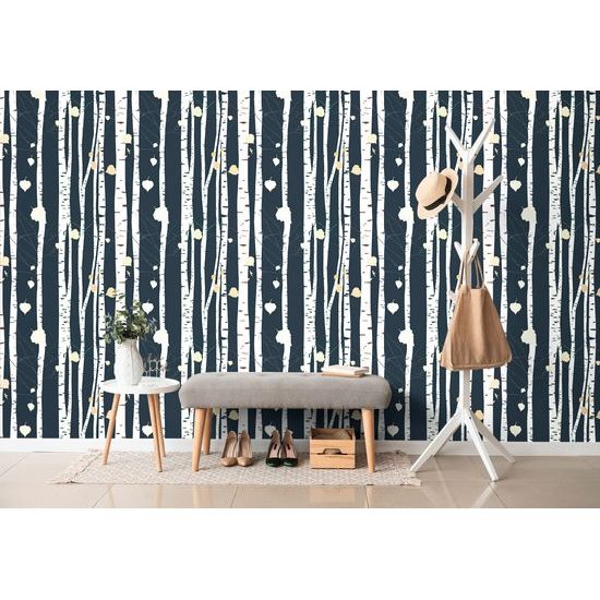 Öntapadó tapéta titokzatos nyírfák a holdfényben