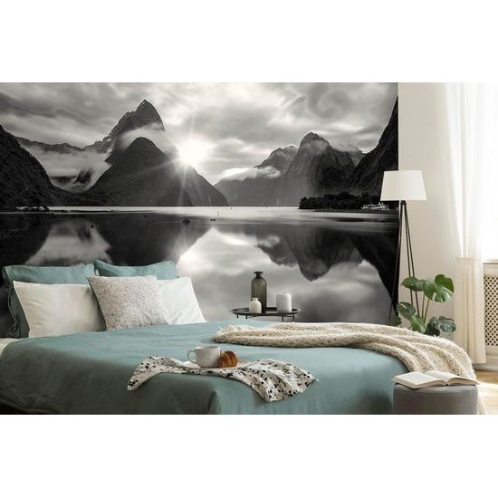 Öntapadó fotótapéta fekete-fehér napfelkelte Új-Zélandon