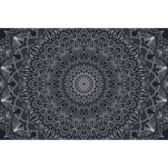 Öntapadó tapéta gyönyörűen kidolgozott Mandala fekete-fehérben