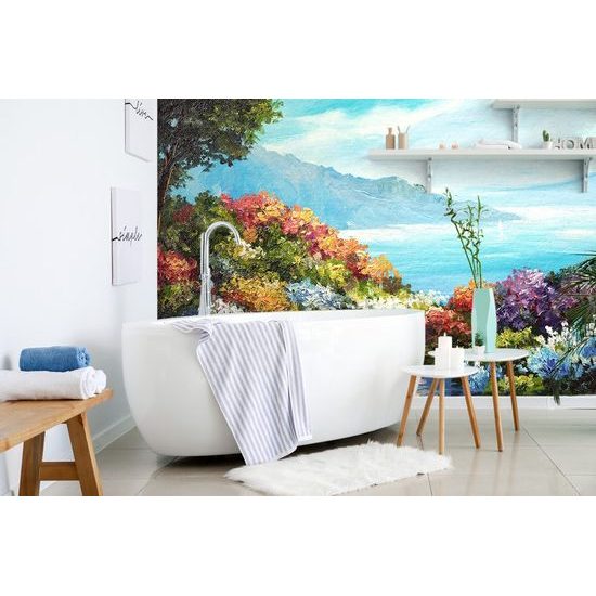 Bájos tapéta egy sarokban kilátással a tengerre