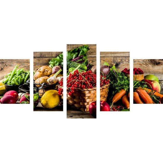 5 részes kép friss zöldség és gyümölcs egyvelege