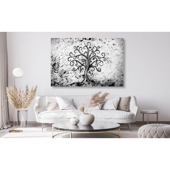 Kép életfa szimbóluma fekete-fehér kivitelben