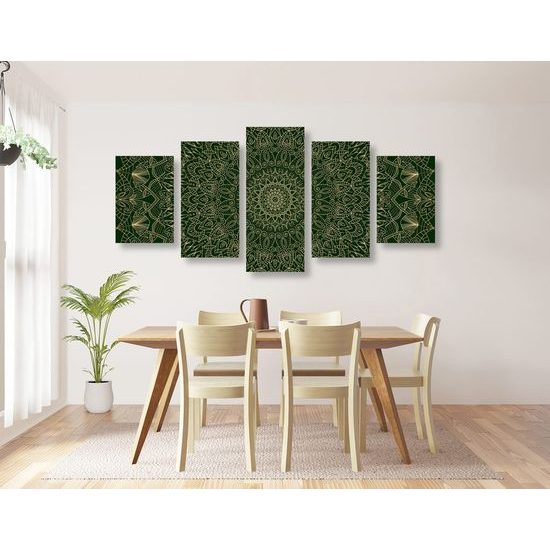 5 részes kép zöld Mandala részletes kivitelben