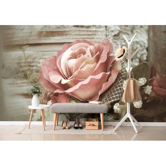 Érdekes fotótapéta rózsáról vintage dizájnban