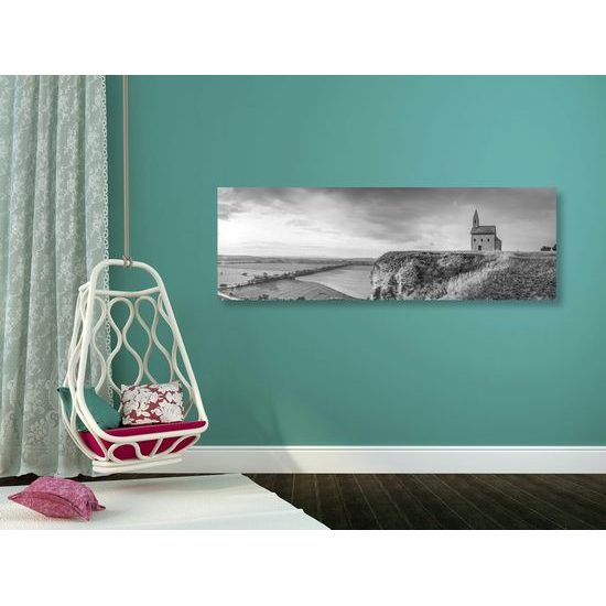 Kép nyitrai templom a sziklán fekete-fehér kivitelben