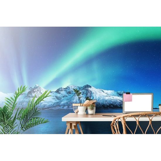 Öntapadó fotótapéta aurora a hegyek felett