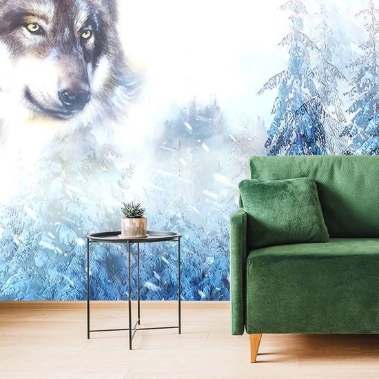 Tapéta farkas a téli természetben festmény hatású