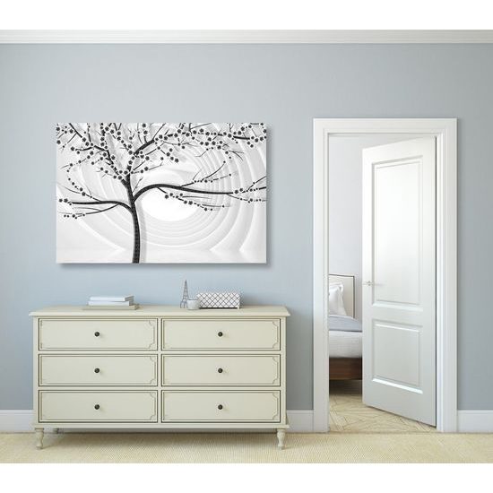 Kép szakura lágy háttéren fekete-fehér kivitelben