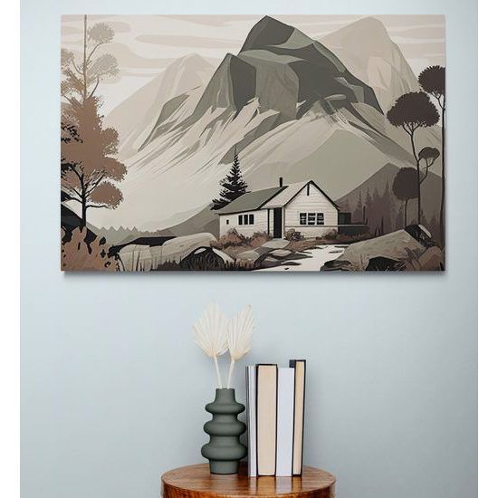 Kép skandináv kunyhó a hegyekben