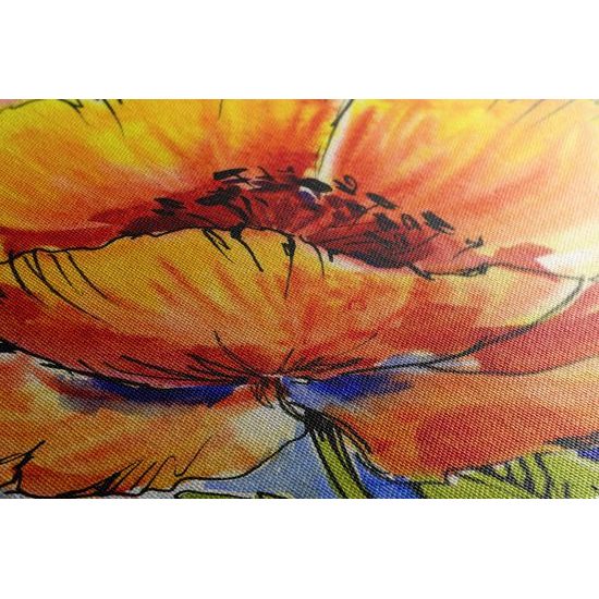 Kép festett piros pipacsok