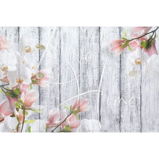 Fotótapéta vintage orchidea egy fából készült háttéren