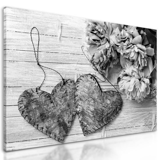 Kép parafa szívecskék fekete-fehér kivitelben