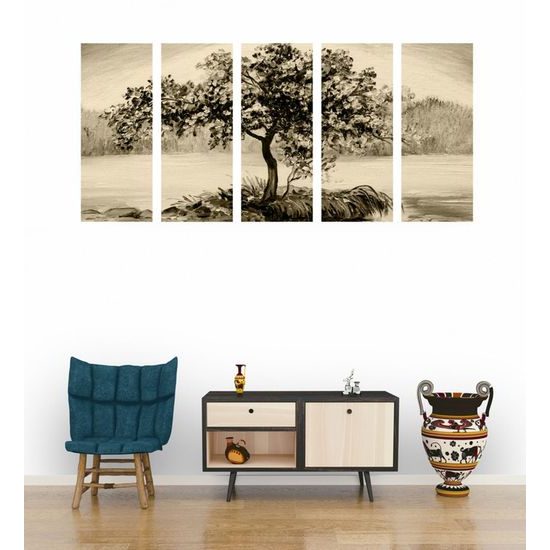 5 részes kép cseresznyefa magában szépia kivitelben