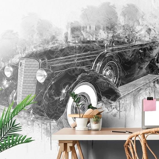 Fekete-fehér veterán öntapadó tapéta absztrakt háttérrel