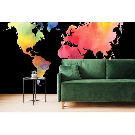 Tapéta akvarell térkép a világ fekete alapon