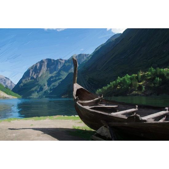 Kép festett vikinghajó