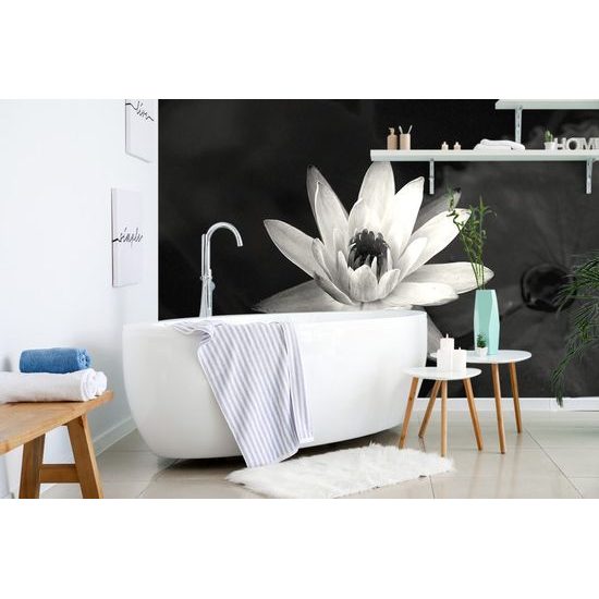 Fekete-fehér tavirózsa öntapadó tapéta