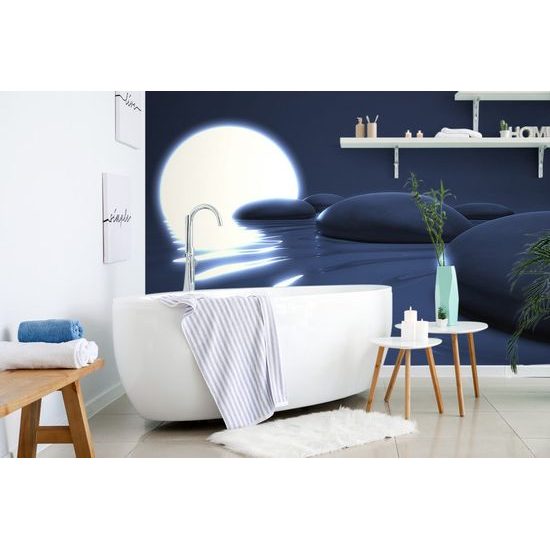 Öntapadó tapéta zen kövek teliholddal