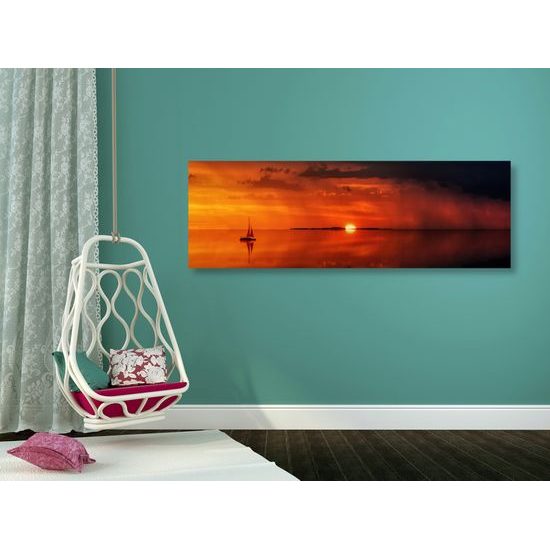 Kép csónak és a gyönyörű naplemente