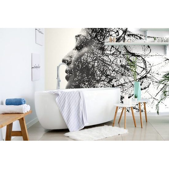 Öntapadó tapéta egy női arc absztrakt elemekkel